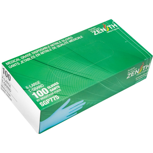 Gants jetables de calibre m&eacute;dical r&eacute;sistants &agrave; la perforation, T-Grand, Nitrile, 4,5 mils, Sans poudre, Bleu, Classe 2 Pathway Supply LP