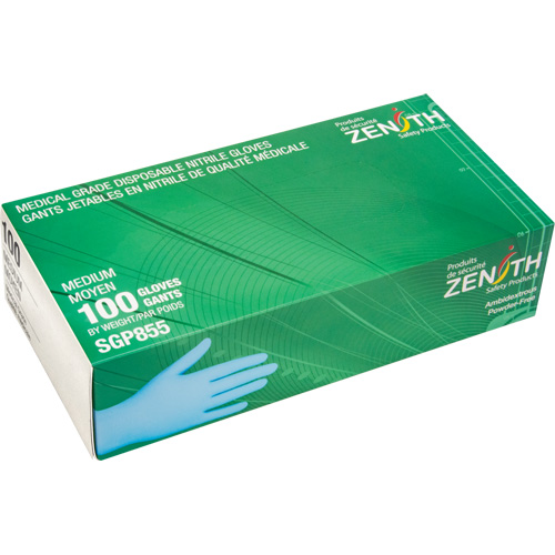 Puncture-Resistant Medical-Grade Disposable Gloves, Medium, Nitrile, 3.5-mil, Powder-Free, Blue, Class 2 Pathway Supply LP