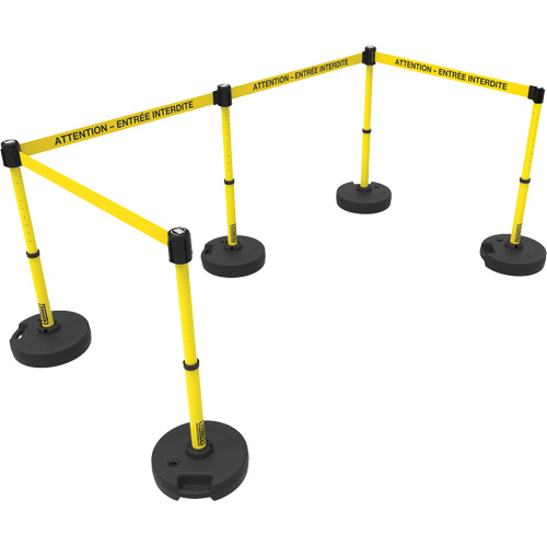 Plus Barrier Post Set, Plastic, 42" H, Yellow Tape, 15' Tape Length Pathway Supply LP