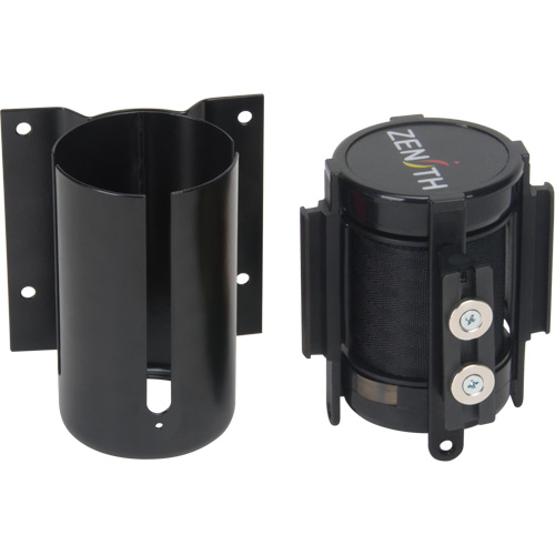 Wall Mount Barrier with Magnetic Tape, Steel, Screw Mount, 7', Black Tape Pathway Supply LP