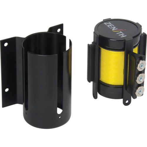 Wall Mount Barrier with Magnetic Tape, Steel, Screw Mount, 12', Yellow Tape Pathway Supply LP