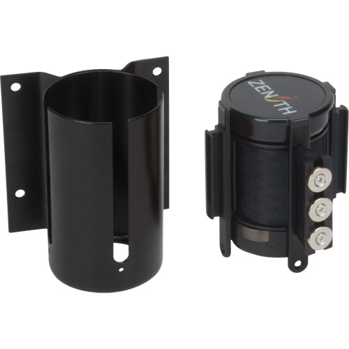 Wall Mount Barrier with Magnetic Tape, Steel, Screw Mount, 12', Black Tape Pathway Supply LP