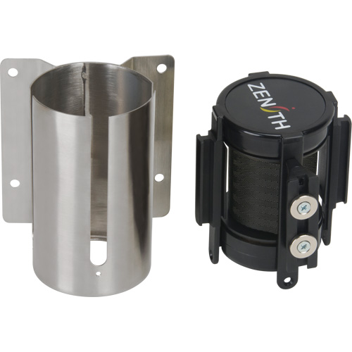 Wall Mount Barrier with Magnetic Tape, Steel, Screw Mount, 7', Black Tape Pathway Supply LP