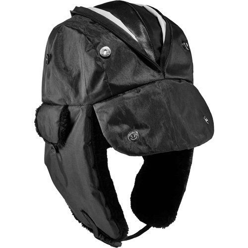 N-Ferno&reg; Zippered Trapper Hat, Polyurethane/Satin Lining, Medium/Small, Black Pathway Supply LP