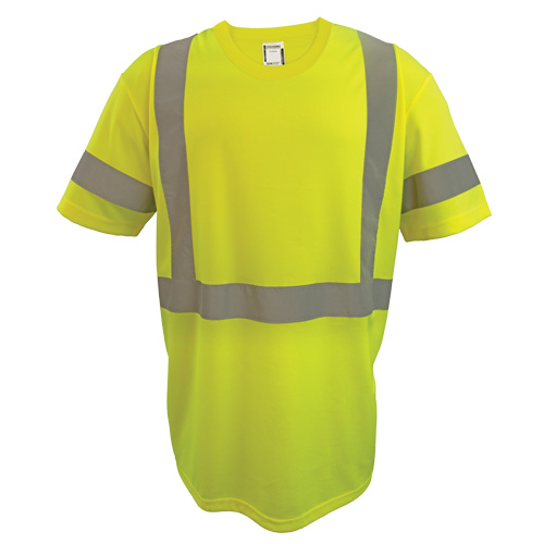 Short Sleeve Safety T-Shirt, Polyester, 2X-Large, High Visibility Lime-Yellow Pathway Supply LP