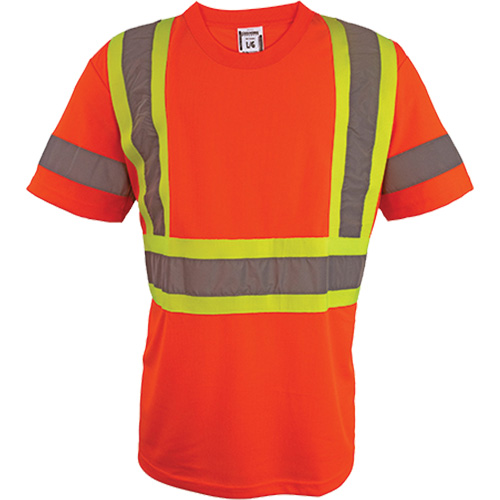 Short Sleeve Safety T-Shirt, Polyester, 2X-Large, High Visibility Orange Pathway Supply LP
