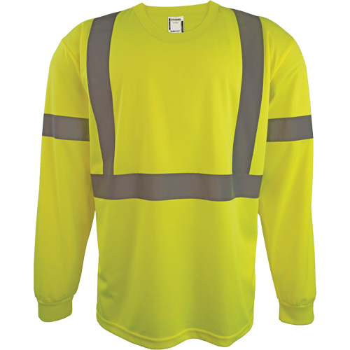 Long Sleeve Safety Shirt, Polyester, 2X-Large, High Visibility Lime-Yellow Pathway Supply LP