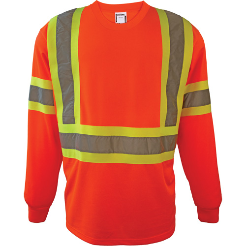 Long Sleeve Safety Shirt, Polyester, 2X-Large, High Visibility Orange Pathway Supply LP