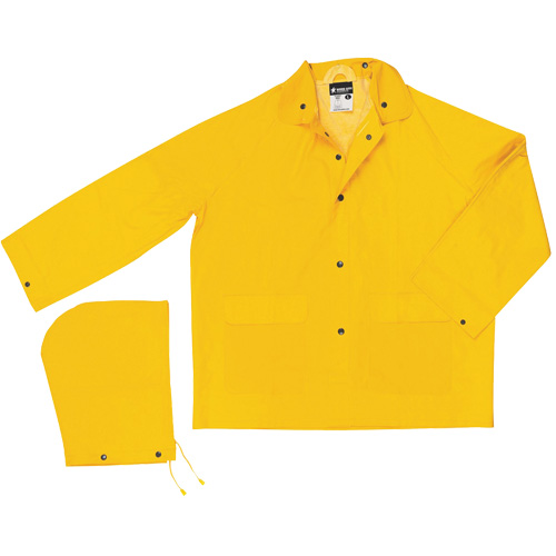 Classic Series Rain Jacket with Detachable Hood, Polyester/PVC, Small, Yellow Pathway Supply LP