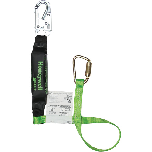 Miller&reg; HP Shock-Absorbing Lanyard, 4', Carabiner Center, Locking Snap Hook Leg Ends, Polyester Pathway Supply LP