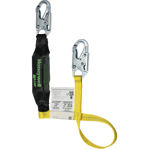 Miller&reg; HP Shock-Absorbing Lanyard, 4', Locking Snap Hook Center, Locking Snap Hook Leg Ends, Polyester Pathway Supply LP