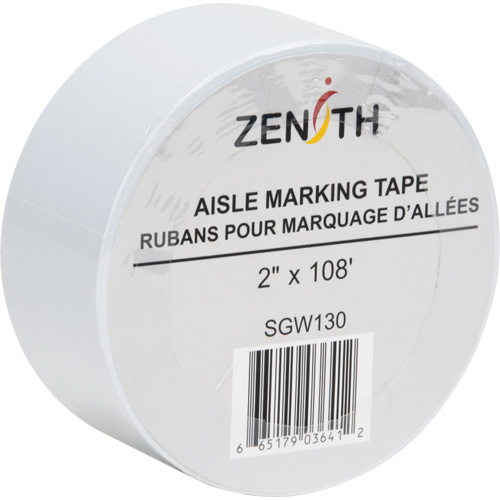 Aisle Marking Tape, 2" x 108', PVC, White Pathway Supply LP