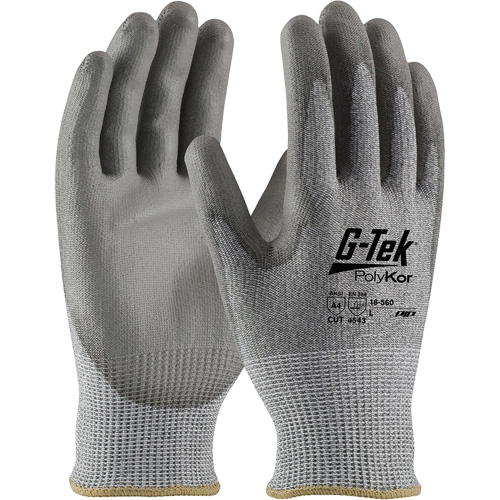 Gants r&eacute;sistants aux coupures G-Tek PolyKor, Taille Petit, Calibre 13, Rev&ecirc;tement Polyur&eacute;thane, Enveloppe en Poly&eacute;thyl&egrave;ne, ASTM ANSI niveau A4/EN 388 niveau 5/EN 388 niveau D Pathway Supply LP