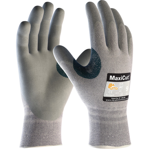 Gants r&eacute;sistants aux coupures en tricot sans coutures ATG MaxiCut 5, Taille T-petit, Calibre 13, Rev&ecirc;tement Mousse de nitrile, Enveloppe en Dyneema/Nylon, ASTM ANSI niveau A4/EN 388 niveau 4/EN 388 niveau C Pathway Supply LP
