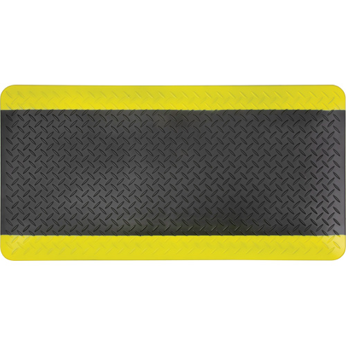 Anti-Fatigue Matting, Diamond, 1-2/3' x 3-1/4' x 3/4", Black/Yellow, Polyurethane Pathway Supply LP