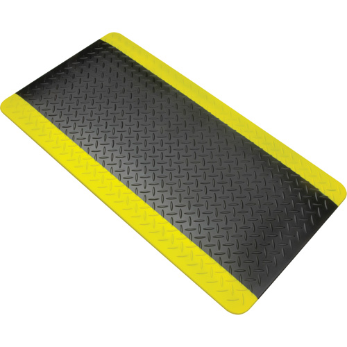 Anti-Fatigue Matting, Diamond, 1-2/3' x 3-1/4' x 3/4", Black/Yellow, Polyurethane Pathway Supply LP
