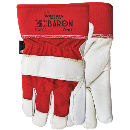 Gants d'ajusteur Red Baron, Grand, Paume en Cuir fleur de vache, Doublure en Tissu-laine Pathway Supply LP