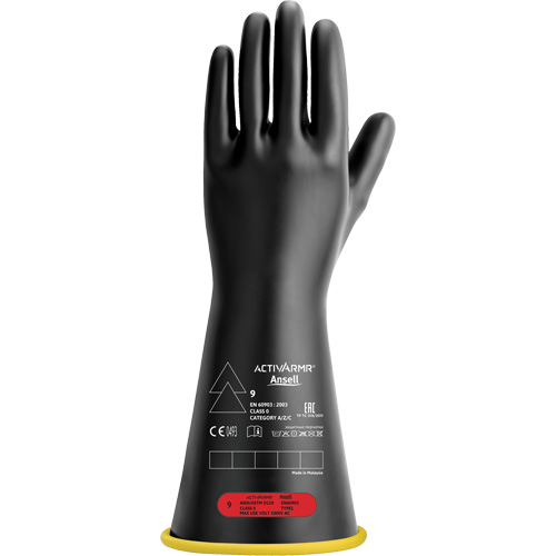 Natural Rubber Electrical Insulating Gloves, ASTM Class 0, Size 7, 14" L Pathway Supply LP