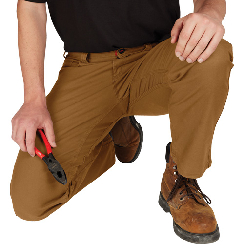 Pantalon de travail flexible et robuste, Poly-coton/Spandex, Khaki, Taille 32, Entrejambe 32 Pathway Supply LP