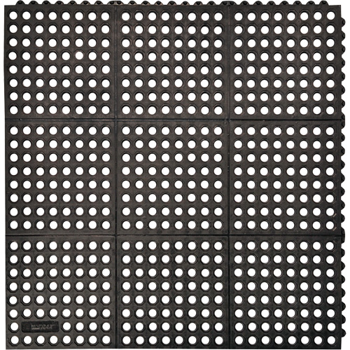 Cushion-Ease&reg; 550 Interlocking Anti-Fatigue Mat, Slotted, 3' x 3' x 3/4", Black, Rubber Pathway Supply LP