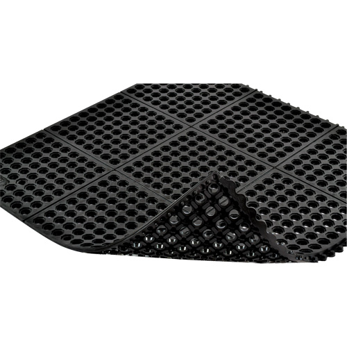 Cushion-Ease&reg; 550 Interlocking Anti-Fatigue Mat, Slotted, 3' x 3' x 3/4", Black, Rubber Pathway Supply LP