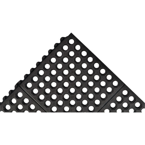 Cushion-Ease&reg; 550 Interlocking Anti-Fatigue Mat, Slotted, 3' x 3' x 3/4", Black, Rubber Pathway Supply LP