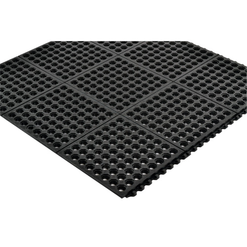 Cushion-Ease&reg; 550 Interlocking Anti-Fatigue Mat, Slotted, 3' x 3' x 3/4", Black, Rubber Pathway Supply LP