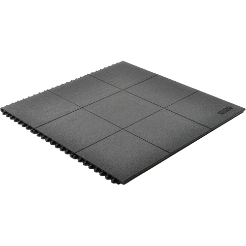 Tapis antifatigue &agrave; imbrication Cushion-Ease, Rugueux, 3' x 3' x 3/4", Noir, Caoutchouc naturel Pathway Supply LP