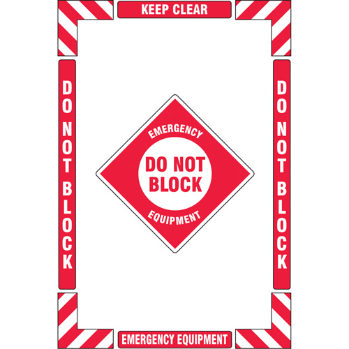 "Emergency Equipment" Floor Marking Kit, Adhesive, English with Pictogram Pathway Supply LP