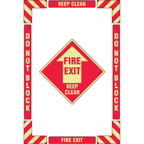 Trousse de marquage du sol ?Fire Exit? (sortie de secours), Adh&eacute;sif, Anglais avec pictogramme Pathway Supply LP