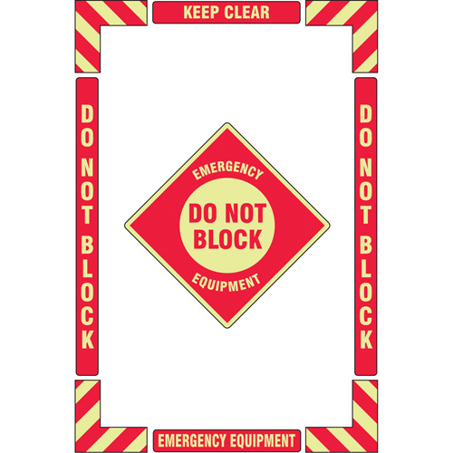 "Emergency Equipment" Floor Marking Kit, Adhesive, English with Pictogram Pathway Supply LP