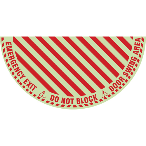 "Emergency Exit" Half Circle Swing Door Floor Sign, Adhesive, English with Pictogram Pathway Supply LP