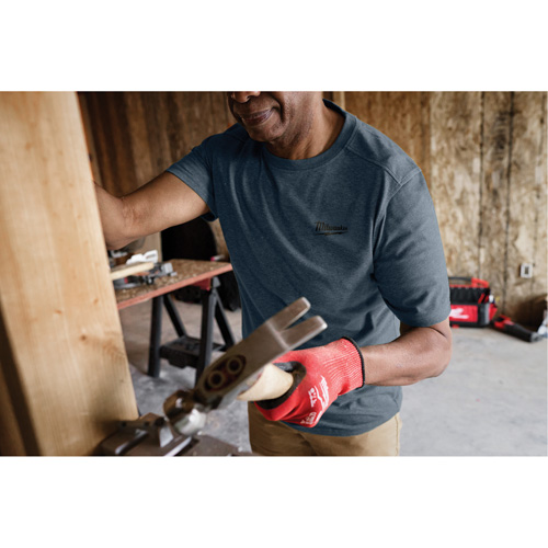 Hybrid Work Tee Shirt, Men's, Small, Blue Pathway Supply LP