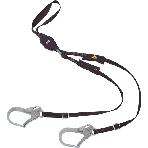 V-Series Utility Energy Absorbing Lanyard, 6', Rebar Hook Center, Snap Hook Leg Ends, Nylon Pathway Supply LP