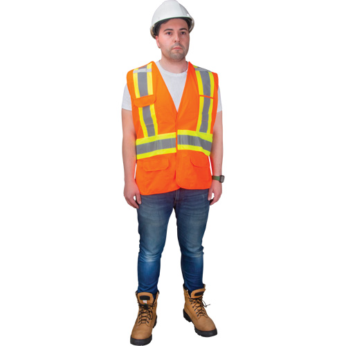CSA-Compliant High-Visibility Surveyor Vest, High Visibility Orange, Medium, Polyester Pathway Supply LP