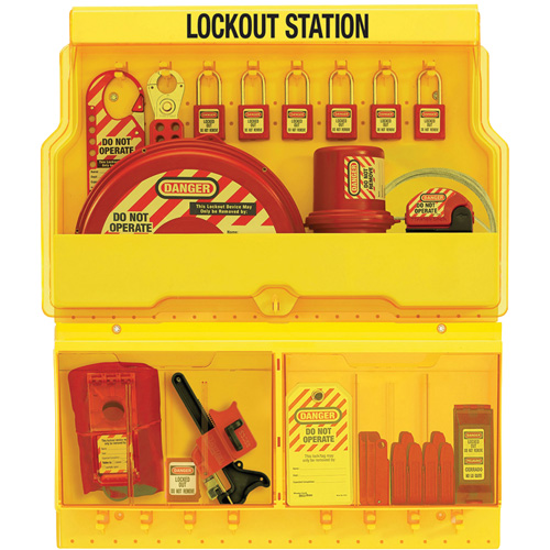Station de cadenassage pour vannes et appareils &eacute;lectriques de luxe standard, Cadenas Thermoplastique, Capacit&eacute; de 32, Cadenas Compris Pathway Supply LP
