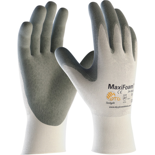 ATG MaxiFoam&reg; Premium Seamless Knit Gloves, Large, Nitrile Coating, 15 Gauge, Nylon Shell Pathway Supply LP