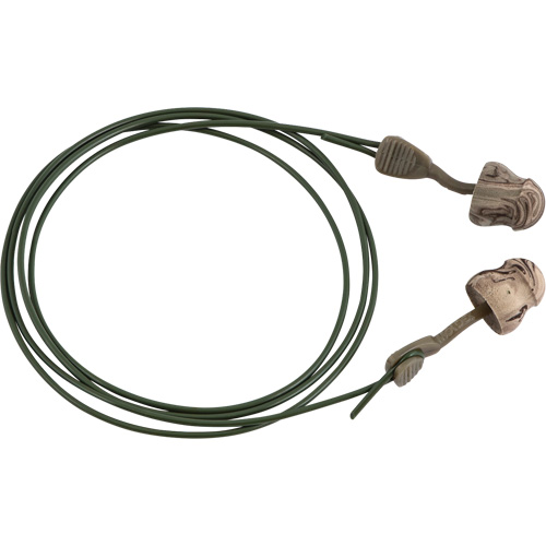 Bouchons d'oreilles en mousse camo sans roulement &agrave; tourner Glide, Vrac - Boîte, Avec cordon Pathway Supply LP