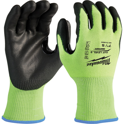 High-Visibility Cut-Resistant Gloves, Size Small, 15 Gauge, Nitrile/Polyurethane Coated, Polyethylene Shell, ANSI/ISEA 105 Level 2 Pathway Supply LP