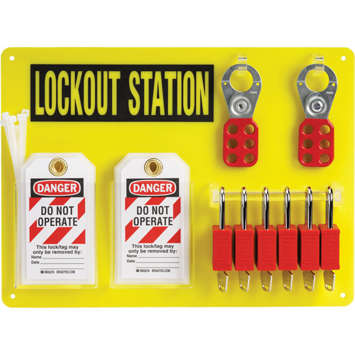 Lockout Board with Keyed Different Nylon Safety Lockout Padlocks, Plastic Padlocks, 6 Padlock Capacity, Padlocks Included Pathway Supply LP