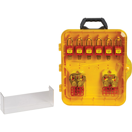 Lockout Station with Keyed Alike Nylon Safety Lockout Padlocks, Plastic Padlocks, 12 Padlock Capacity, Padlocks Included Pathway Supply LP