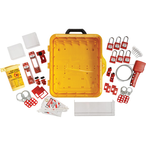 Station de cadenassage &eacute;lectrique avec cadenas de s&eacute;curit&eacute; en nylon &agrave; cl&eacute; identique, Cadenas Plastique, Capacit&eacute; de 55, Cadenas Compris Pathway Supply LP