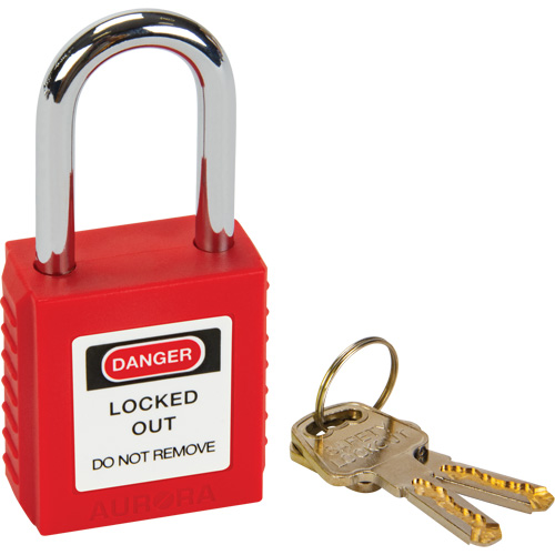 Verrouillage pour les consignations, Cadenas de s&eacute;curit&eacute;, Cl&eacute;s diff&eacute;rentes, Thermoplastique, Largeur de 1-1/2" Pathway Supply LP