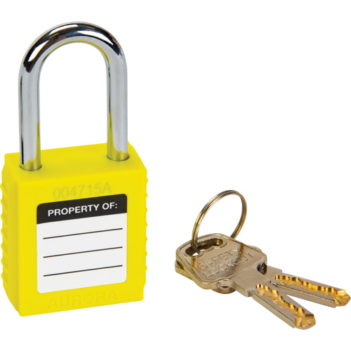 Lock for Lockouts, Safety Padlock, Keyed Different, Thermoplastic, 1-1/2" Width Pathway Supply LP