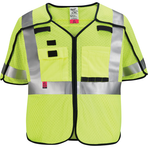 Gilet de s&eacute;curit&eacute; &agrave; maille d&eacute;tachable, Noir/Jaune lime haute visibilit&eacute;, Moyen/Petit Pathway Supply LP