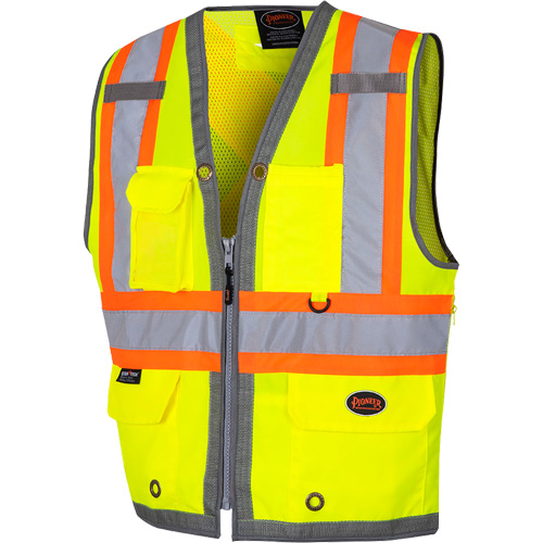 6673 Mesh-Back Zip-Front Surveyor's Vest, High Visibility Lime-Yellow, Small, Polyester Pathway Supply LP