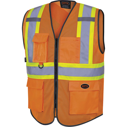 6960 Veste de s&eacute;curit&eacute; &agrave; maille en avant, Orange haute visibilit&eacute;, Moyen, Polyester Pathway Supply LP