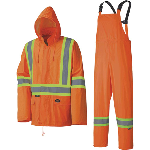5598 Combinaison de pluie imperm&eacute;able et l&eacute;g&egrave;re, Polyester/PVC, Petit, Orange haute visibilit&eacute; Pathway Supply LP