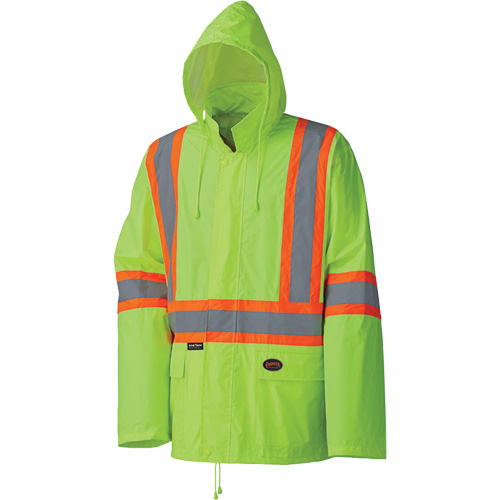 5599 Lightweight Waterproof Rain Suit, Polyester/PVC, X-Small, High Visibility Lime-Yellow Pathway Supply LP