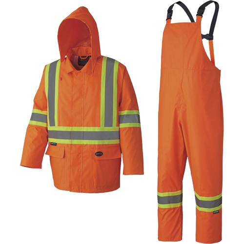 5608 Combinaison de pluie imperm&eacute;able 210D, Polyester/PVC, Petit, Orange haute visibilit&eacute; Pathway Supply LP